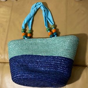 NWOT Beach Straw handbag blues beach bag